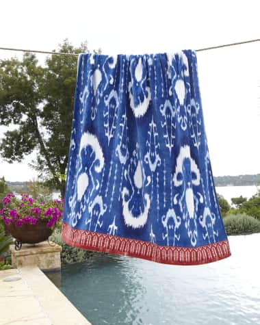 John Robshaw Vaya Indigo Blue Beach Towel