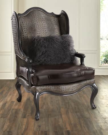 Massoud Sarah Leather Wingback Chair