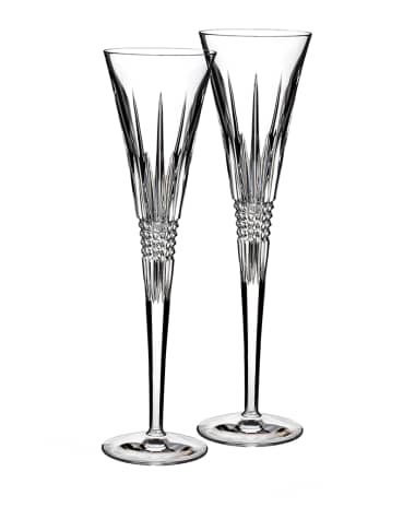 Waterford Crystal Set of Two Lismore Diamond Flutes
