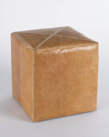 Jamie Young Small Buff Leather Ottoman