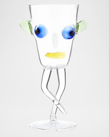 Massimo Lunardon Blues Face Drinking Glass, Blue/Black