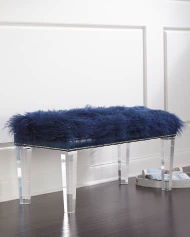 Massoud Kirabelle Sheepskin Bench, 60"