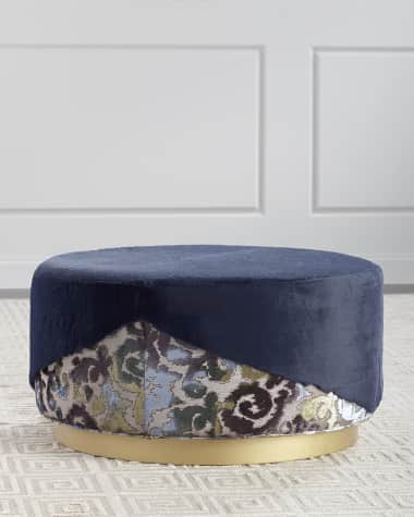 Haute House Misha Faux-Fur Round Ottoman