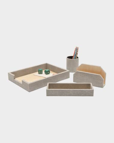 Pigeon and Poodle Crosby Faux-Shagreen Desk Organizer Accessory Set