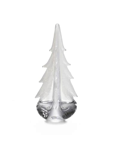 Simon Pearce Vermont Snowy Branches Glass Evergreen