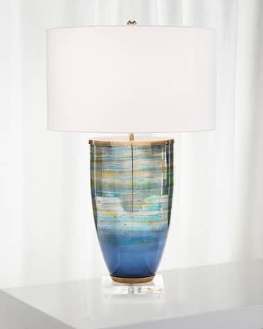 John-Richard Collection Blue Striated Glass Table Lamp