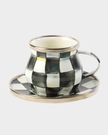 MacKenzie-Childs Courtly Check Enamel Espresso Cup & Saucer Set
