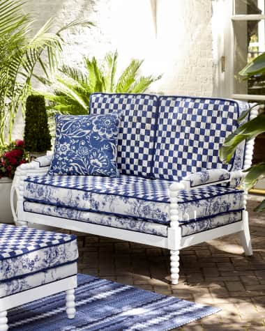 MacKenzie-Childs Indigo Villa Outdoor Settee