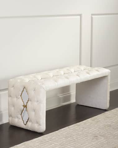 Haute House Elisa Marble Inlay Tufted Bench