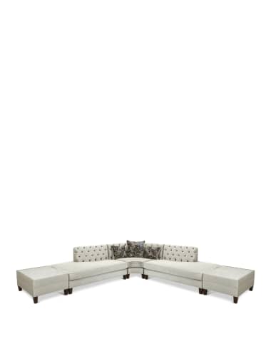Haute House Nina Sectional w/ Two Marble Side Tables