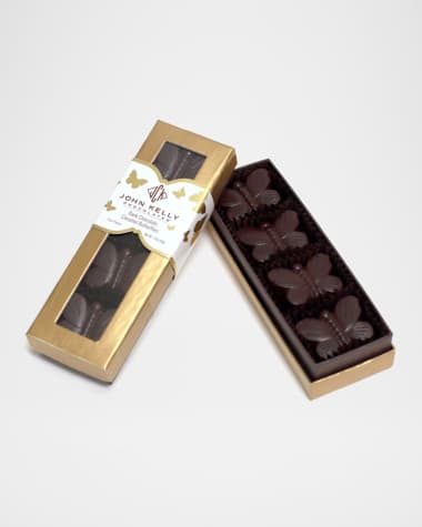John Kelly Chocolates 4-Piece Dark Chocolate Butterflies with Caramel Roasted Almonds and Sea Salt
