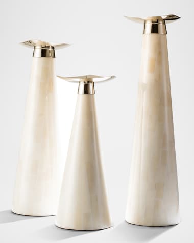 LADORADA Bone Candlestick Holder Trio Set