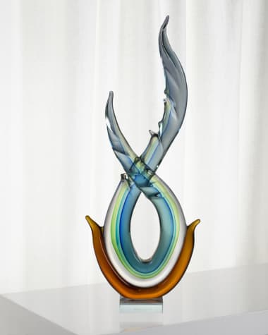 Dale Tiffany Decorative Aqua Art Glass Sculpture