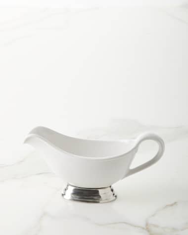 Neiman Marcus Ceramic Pewter Gravy Boat
