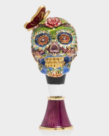 Jay Strongwater Skull Wine Stopped and Stand