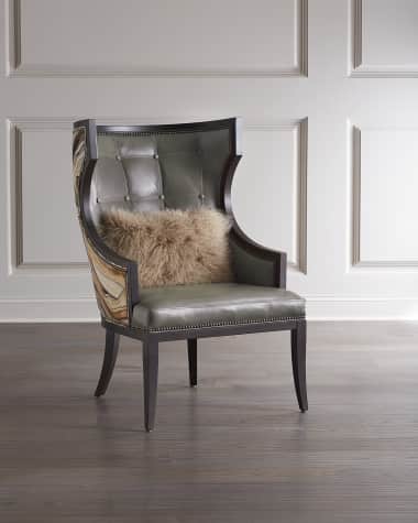 Massoud Worthington Leather Wing Chair