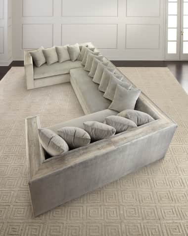 Haute House Donovan Tile Trimmed Sectional Sofa with 17 Pillows