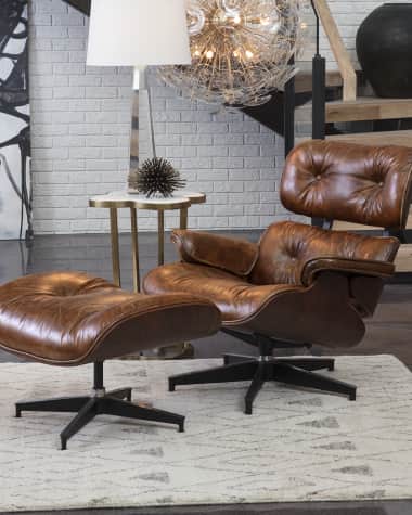 Regina Andrew Barca Leather Lounge Chair & Ottoman