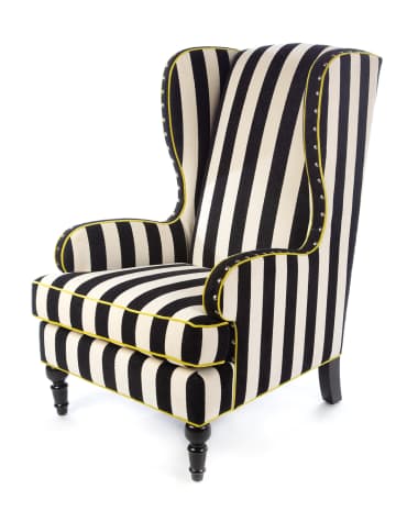 MacKenzie-Childs Marquee Chenille Stripe Wing Chair