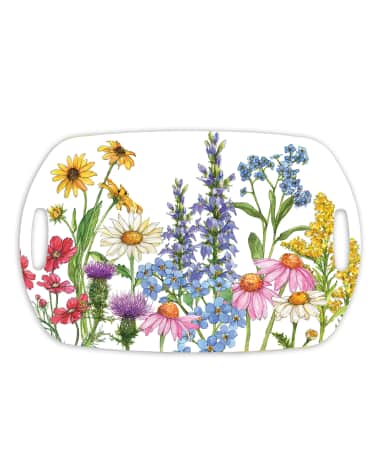 Bamboo Table Wildflowers Shatter-Resistant Bamboo Serving Tray