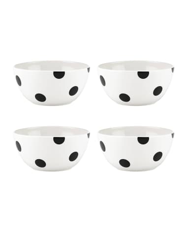 kate spade new york deco dot black appetizer bowls, set of four