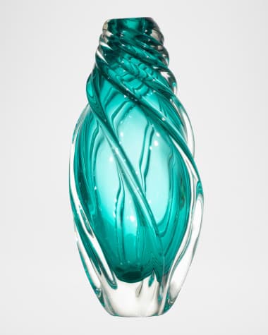 Dale Tiffany Aqua Swirl Art Glass Vase