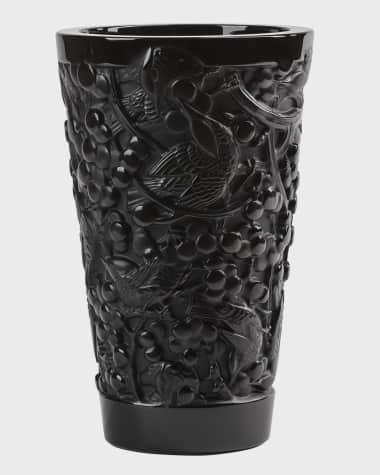 Lalique Black Merles and Raisins Vase