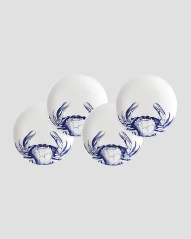 Caskata Blue Crabs Canapes Plates, Set of 4