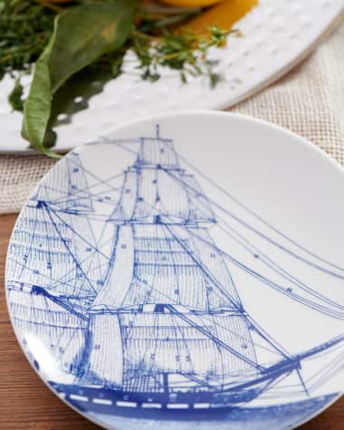 Caskata Rigging Blue Canapes Plates, Set of 4