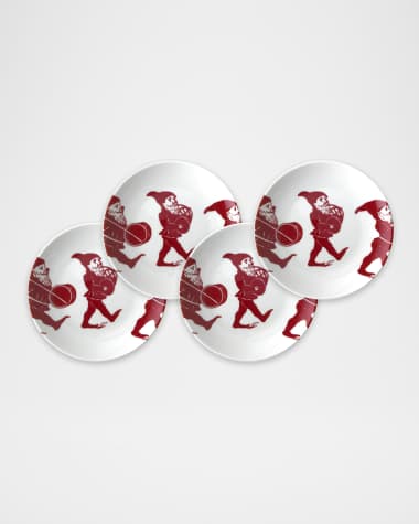 Caskata Elves Red Canapes Plates, Set of 4