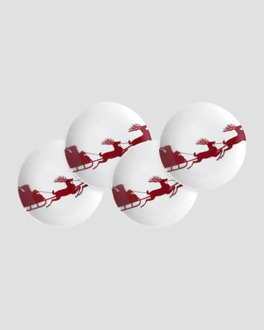 Caskata Sleigh Red Canapes Plates, Set of 4