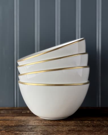 Caskata Grace Gold Tall Cereal Bowls, Set of 4