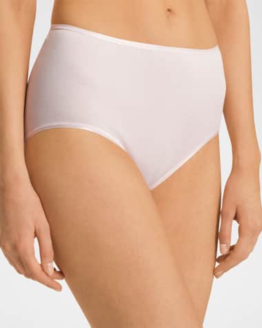 Hanro Cotton Seamless Satin-Trim Briefs