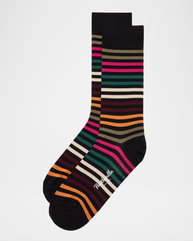 Pantherella Men's Kilburn Striped Mid-Calf Socks