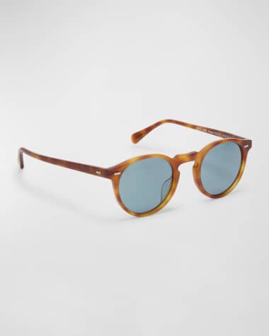 Oliver Peoples Gregory Peck Round Plastic Sunglasses, Brown/Tortoise