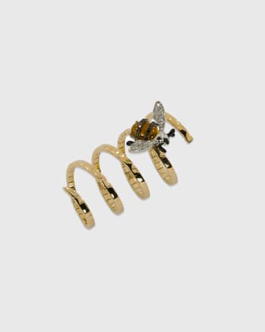Staurino Magic Snake 18k Rose Gold Bee Ring w/ Diamonds