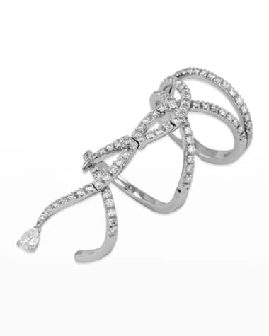 Staurino 18k White Gold Diamond Full-Finger Ring, Size 7.25