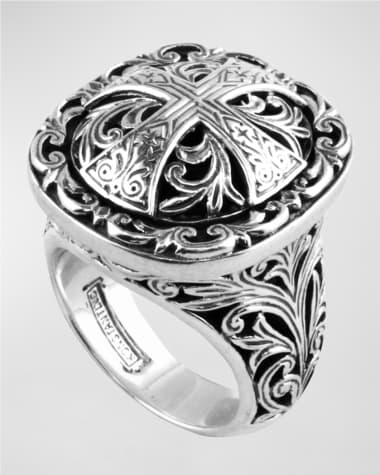 Konstantino Sterling Silver Etched Cross Ring