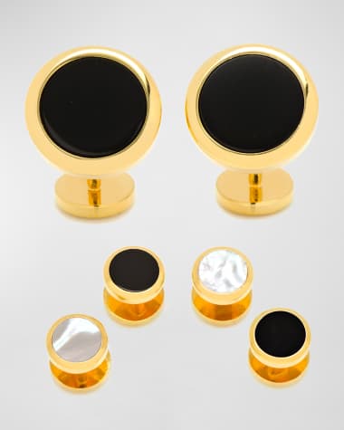 Cufflinks Inc. Double-Sided Onyx Mother-of-Pearl Cuff Links Stud Set