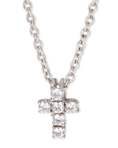 Fantasia by DeSerio 0.30 TCW Small CZ Cross Pendant Necklace