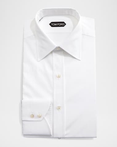 TOM FORD Solid Barrel-Cuff Dress Shirt, White