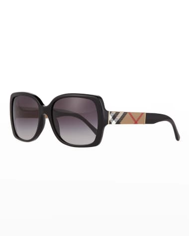 Burberry Gradient Check-Temple Square Sunglasses, Black