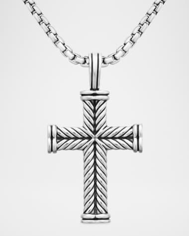 David Yurman Men's Chevron Cross Pendant in Silver, 33.5mm
