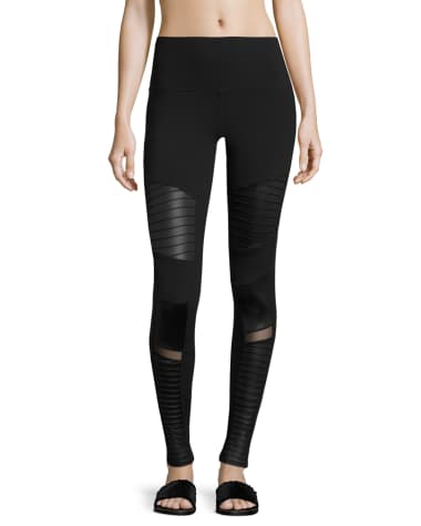 Alo Yoga High-Waist Moto Sport Leggings with Mesh Panels