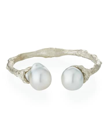 K Brunini Twig Diamond & 14mm Pearl Cuff