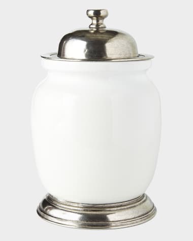 Neiman Marcus Large Ceramic & Pewter Canister