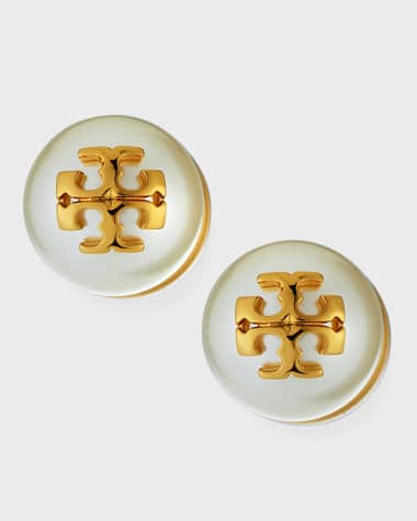 Tory Burch Pearly Logo Stud Earrings