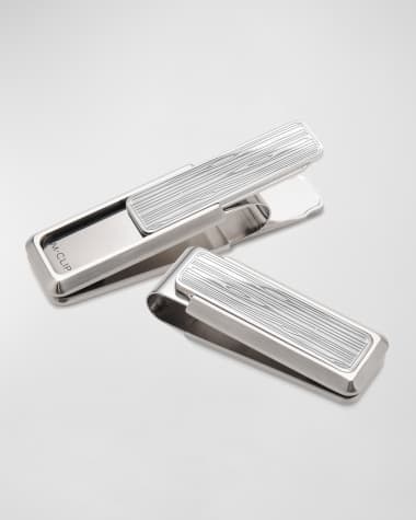 M Clip Etched Woodgrain Stainless Steel Money Clip