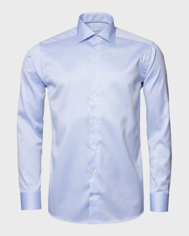 blue dresses women Ash & Erie Light Blue Melange Natural Performance Stretch Shirt for Short  Men main image 0