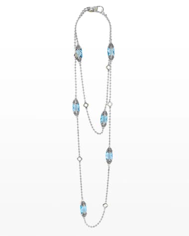 LAGOS Caviar Color White Topaz Station Necklace
